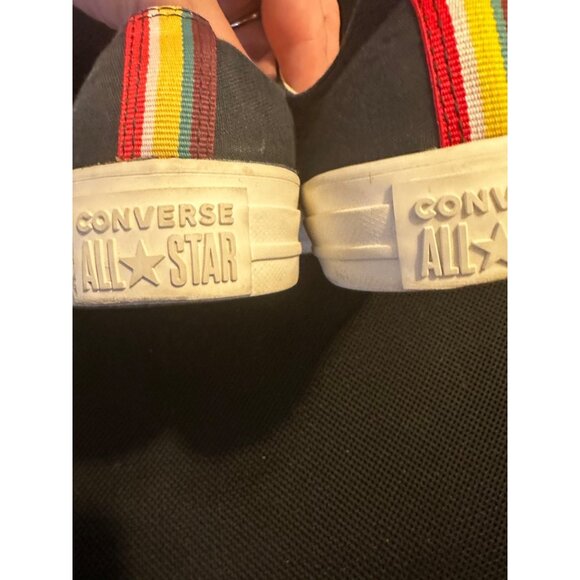 Converse All Star Low Top Floral‎ Print Sneakers Black Gold Eyelets - Picture 3 of 7